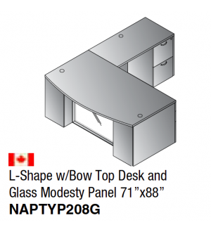 AOSP L-Shape w/Bow Top Desk and Modesty Panel 71x88